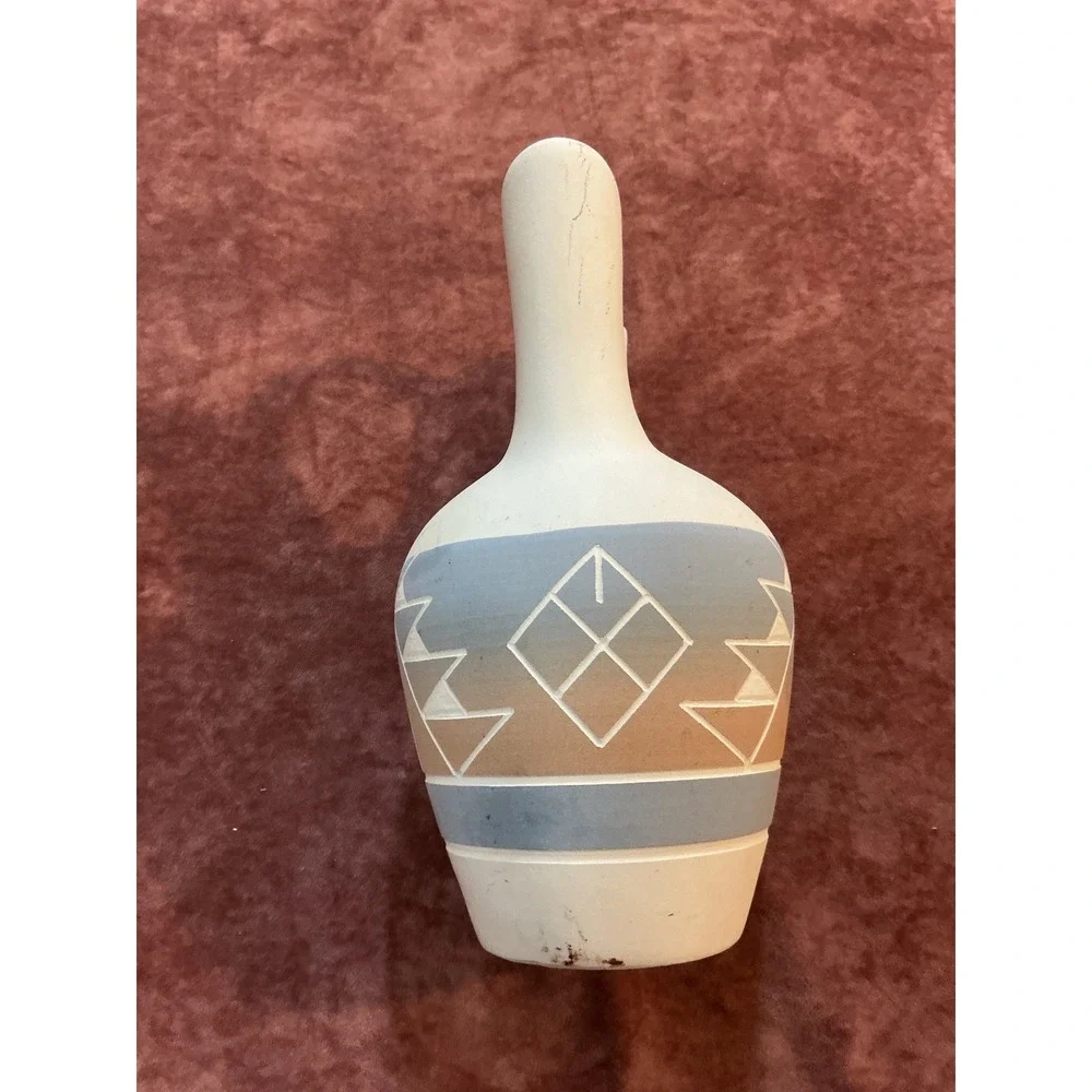 Vintage Native American Style Wedding Vase Etched Geometric Pottery 9.5in